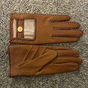 Women's Brown Leather Driving Gloves
